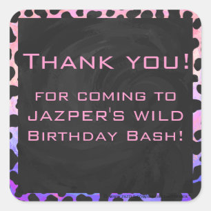 Monogram Dalmatian Black and Pink Square Sticker