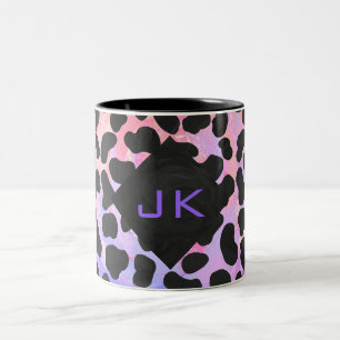 Monogram Dalmatian Black and Pink Two-Tone Coffee Mug