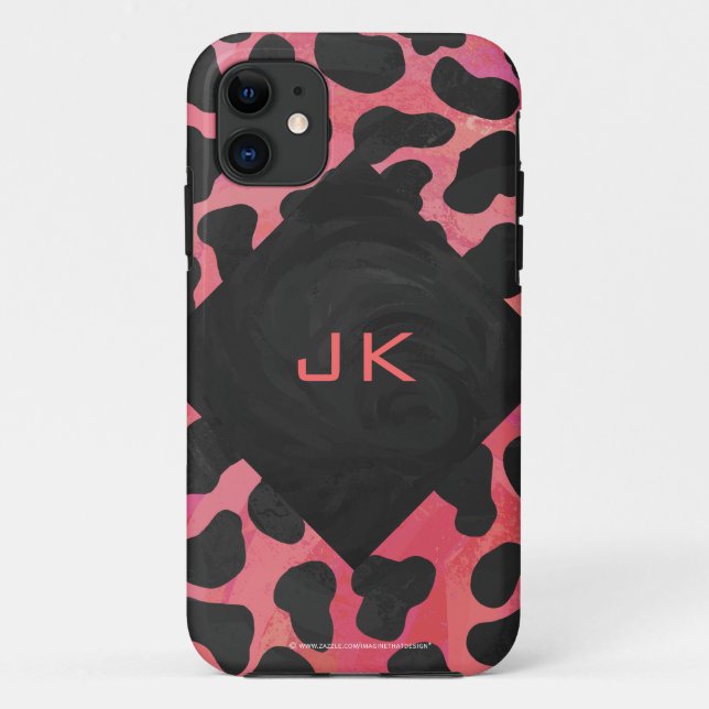 Monogram Dalmatian Black and Red Case-Mate iPhone Case (Back)