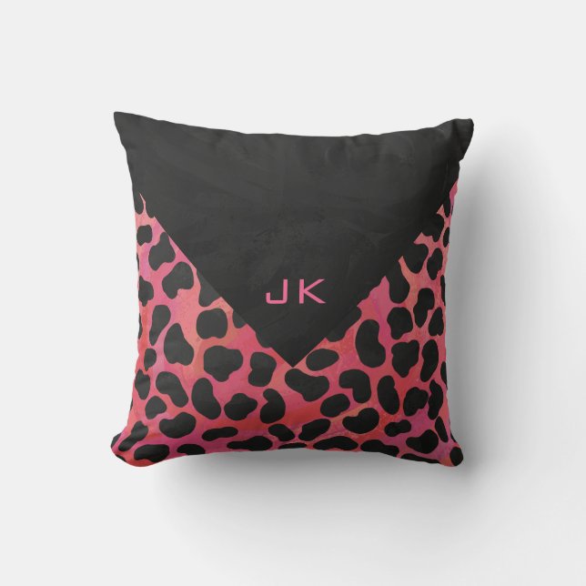 Monogram Dalmatian Black and Red Cushion (Front)