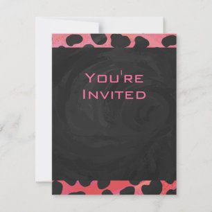 Monogram Dalmatian Black and Red Invitation