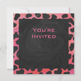 Monogram Dalmatian Black and Red Invitation