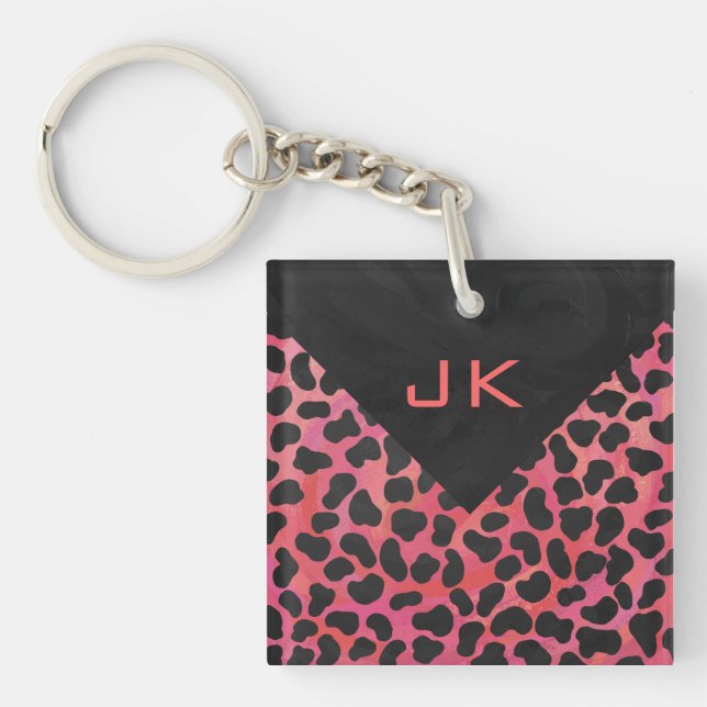 Monogram Dalmatian Black and Red Key Ring (Front)