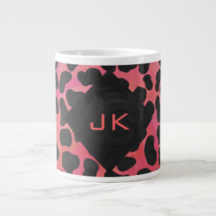 Monogram Dalmatian Black and Red Large Coffee Mug