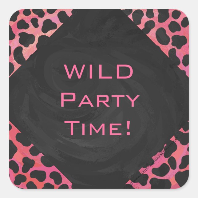 Monogram Dalmatian Black and Red Square Sticker (Front)