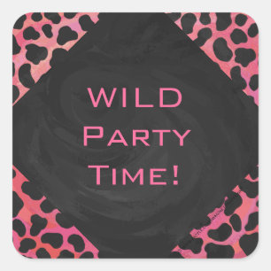 Monogram Dalmatian Black and Red Square Sticker