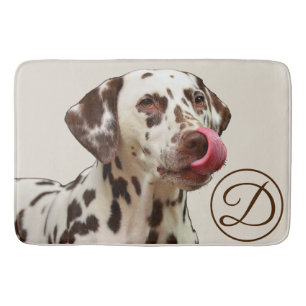 Monogram Dalmatian Dog Tan Brown Elegant Bath Mat