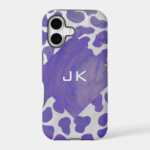 Monogram Dalmatian Purple and White Print