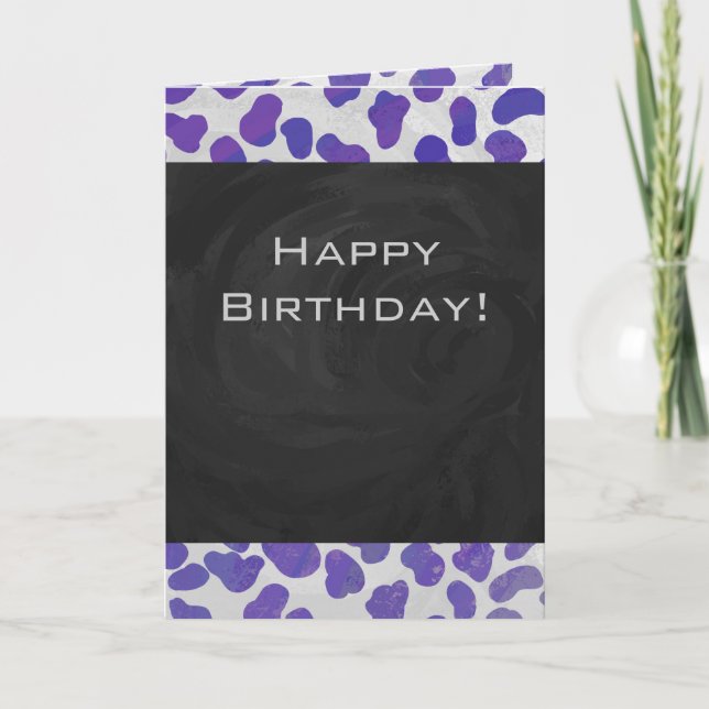 Monogram Dalmatian Purple and White Print Card (Front)