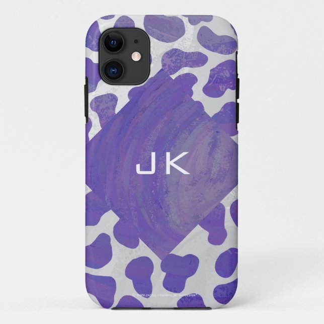 Monogram Dalmatian Purple and White Print Case-Mate iPhone Case (Back)