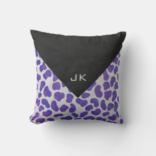Monogram Dalmatian Purple and White Print Cushion