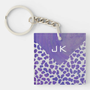 Monogram Dalmatian Purple and White Print Key Ring