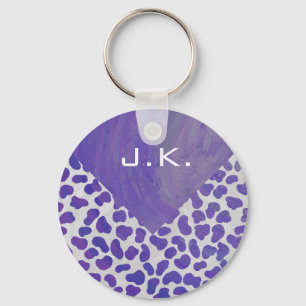 Monogram Dalmatian Purple and White Print Key Ring