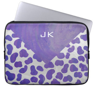 Monogram Dalmatian Purple and White Print Laptop Sleeve
