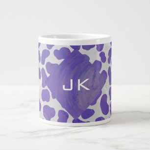 Monogram Dalmatian Purple and White Print Large Coffee Mug