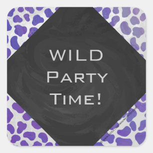 Monogram Dalmatian Purple and White Print Square Sticker