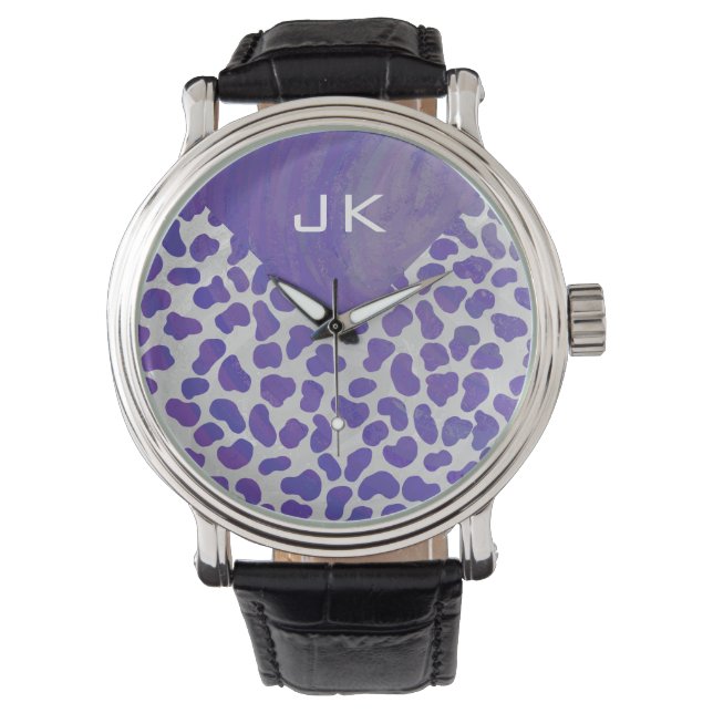 Monogram Dalmatian Purple and White Print Watch (Front)