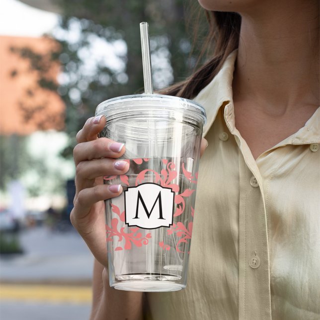 Monogram Damask  Acrylic Tumbler (Creator Uploaded)
