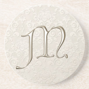 Monogram Damask coasters - letter M
