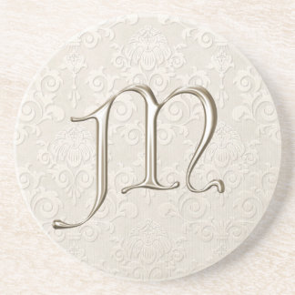 Monogram Damask coasters - letter M