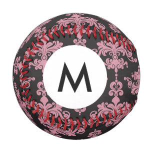 Monogram Damask Pattern 5 Baseball