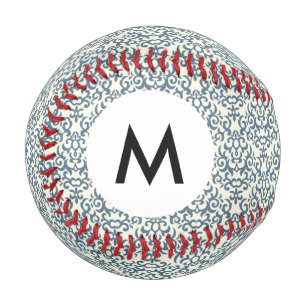 Monogram Damask pattern on gradient background 2 Baseball