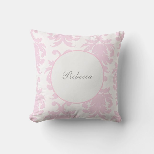 Monogram Damask Throw Pillow (Front)