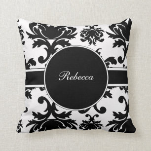 Monogram Damask Throw Pillow