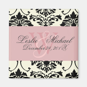 Monogram Damask Wedding, Magnets