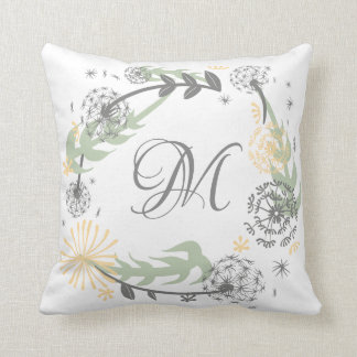 Monogram Dandelion Wreath Pillow (may customise)