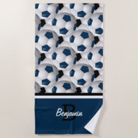 Monogram Dark Blue Black Soccer Ball Pattern