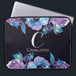 Monogram Dark Blue with Purple and Blue Flowers Laptop Sleeve<br><div class="desc">Monogram Dark Blue with Purple and Blue Flowers Neoprene Laptop Sleeve
Stylish and personalised! Customise with your own initial and name for a truly unique design.</div>