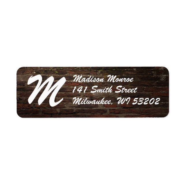 Monogram Dark Brick Wall Return Label (Front)