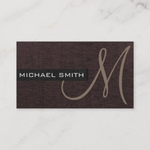 Monogram Dark Brown Elegant Canvas Business Card