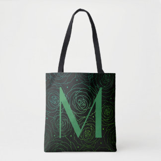Monogram Dark Floral Rose Motivational Quote  Tote Bag