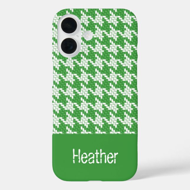 Monogram dark green and white houndstooth pattern  Case-Mate iPhone case (Back)