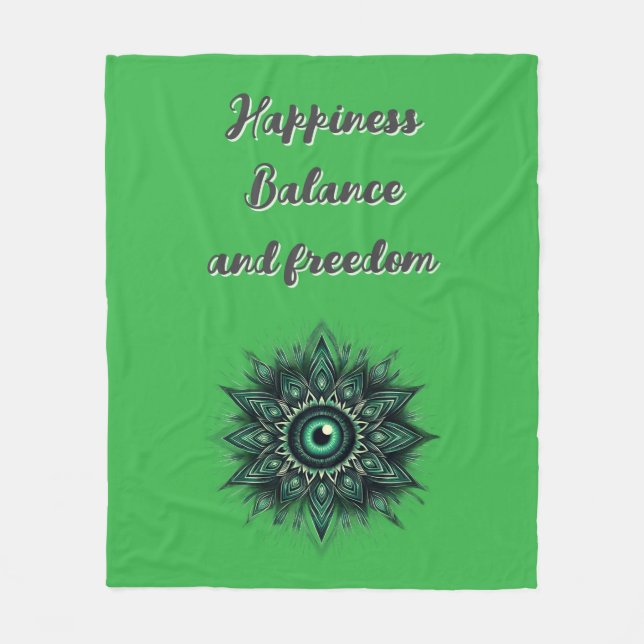 Monogram Dark Green Evil Eye Symbol on green | Fleece Blanket (Front)