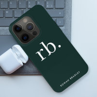 Monogram Dark Green Stylish Modern Minimalist