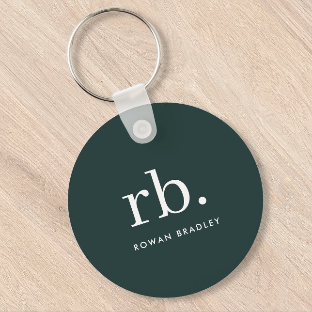 Monogram Dark Green Stylish Modern Minimalist Key Ring (Creator Uploaded)