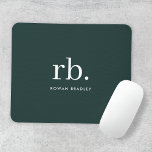 Monogram Dark Green Stylish Modern Minimalist Mouse Mat<br><div class="desc">A minimalist monogram design with large typography initials in a classic font with your name below on a  dark green background. The perfectly custom gift or accessory!</div>