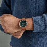 Monogram Dark Green Stylish Modern Minimalist Watc Watch<br><div class="desc">A minimalist monogram design with large typography initials in a classic font with your name below on a  dark green background. The perfectly custom gift or accessory!</div>