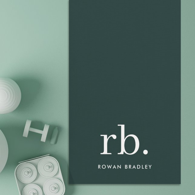 Monogram Dark Green Stylish Modern Minimalist Yoga Mat (Creator Uploaded)