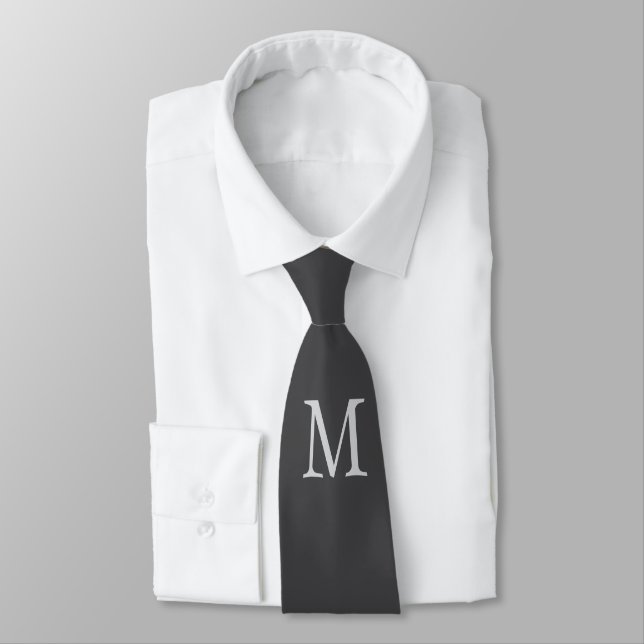 Monogram Dark Grey Special Gift Beloved Ones Tie (Tied)
