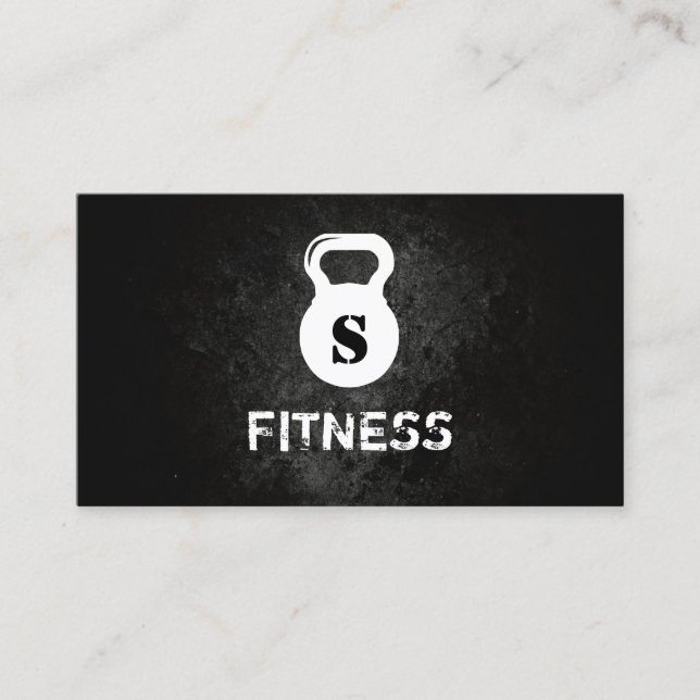 Monogram Dark Grunge Professional Fitness Business Card (Front)