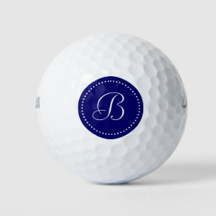 Monogram Dark Navy Blue with Dots Golf Balls
