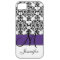 Monogram Dark Purple Black White Floral Damask