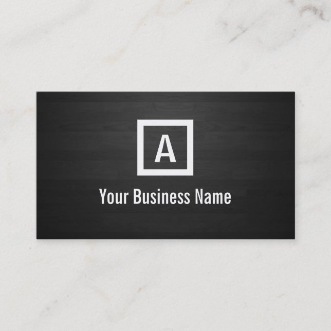 Monogram Dark Wood Stripes Business Card (Front)