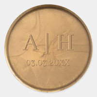 Monogram Date Antique Gold Wax Seal Sticker