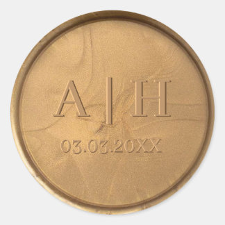 Monogram Date Antique Gold Wax Seal Sticker
