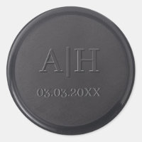 Monogram Date Black Wax Seal Sticker